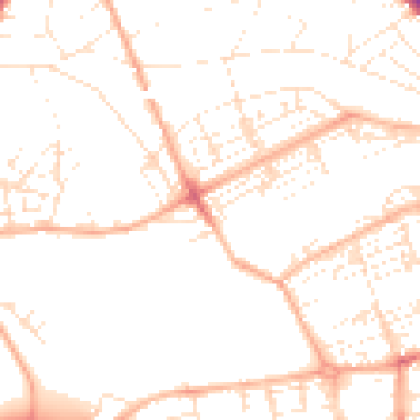 Daytime road noise heatmap for PL1 5LZ