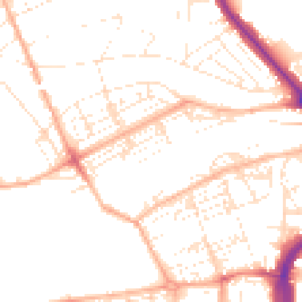 Daytime road noise heatmap for PL1 5NQ