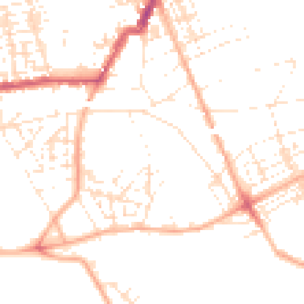 Daytime road noise heatmap for PL1 5NZ