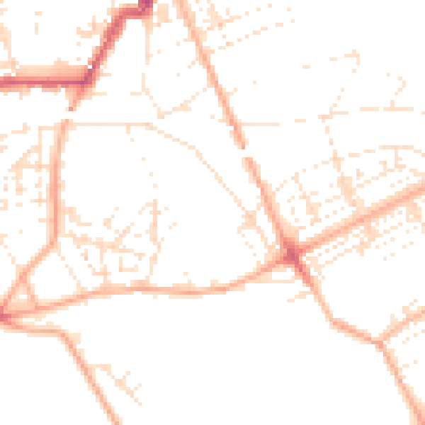 Daytime road noise heatmap for PL1 5PY