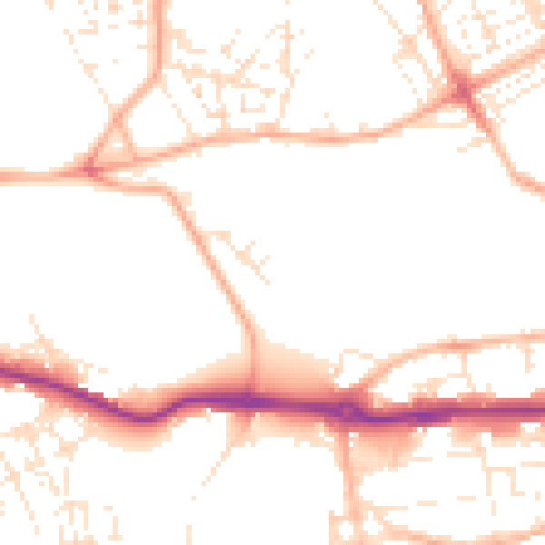Daytime road noise heatmap for PL1 5QB