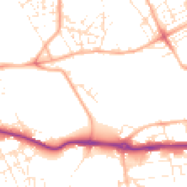 Daytime road noise heatmap for PL1 5QD