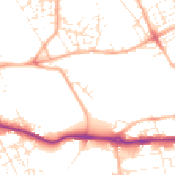 Daytime road noise heatmap for PL1 5QF