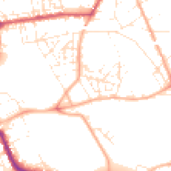 Daytime road noise heatmap for PL1 5QZ