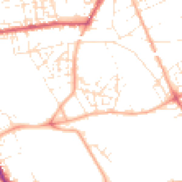 Daytime road noise heatmap for PL1 5RP
