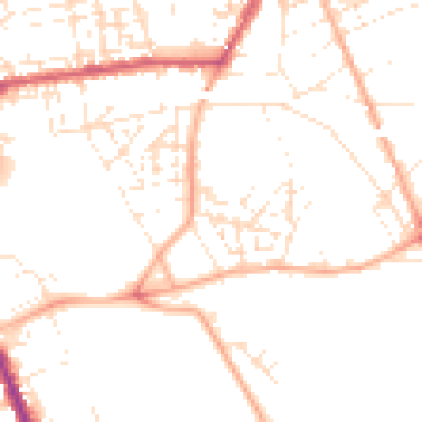 Daytime road noise heatmap for PL1 5RW