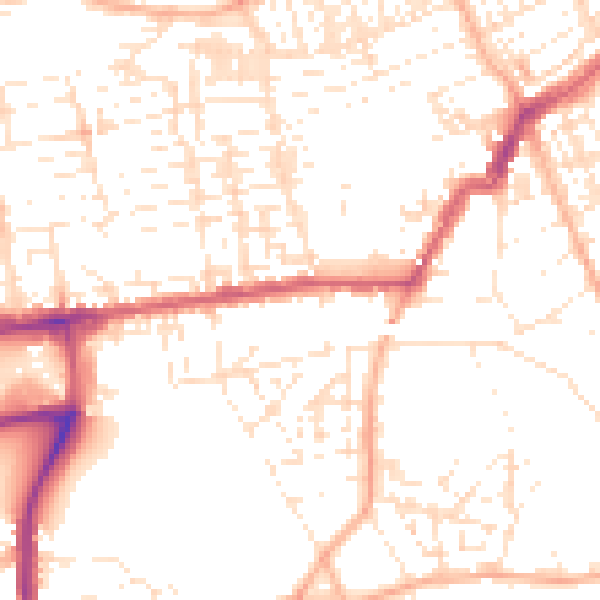 Daytime road noise heatmap for PL2 1AB