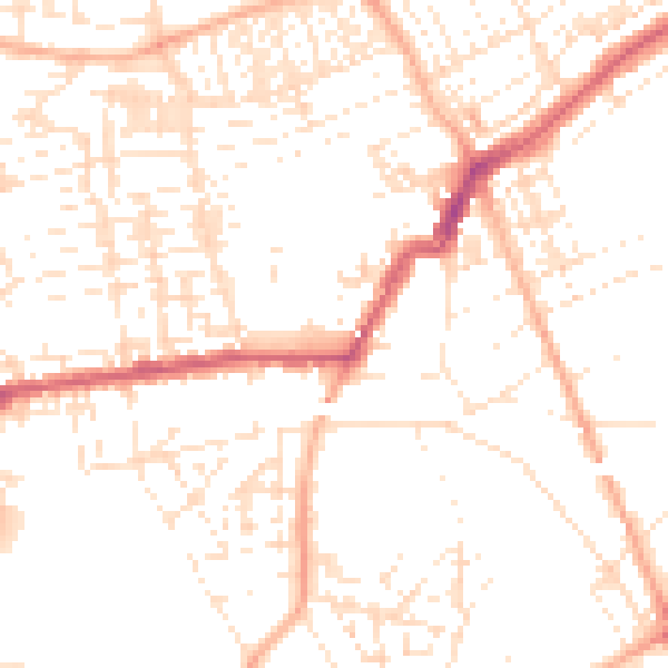 Daytime road noise heatmap for PL2 1AD