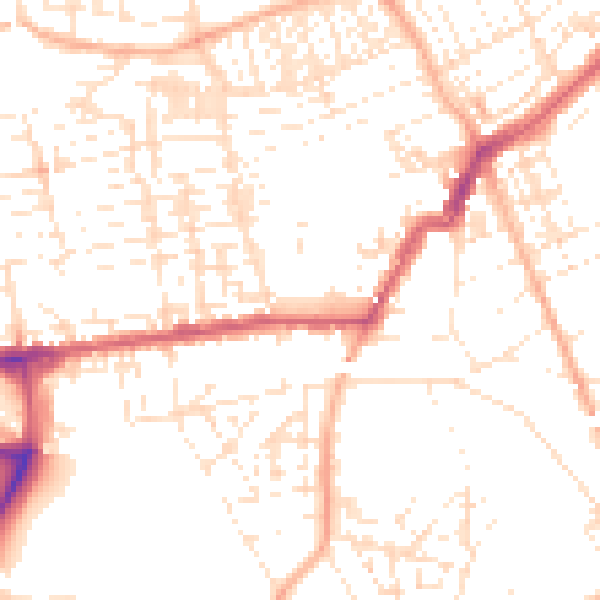 Daytime road noise heatmap for PL2 1AE