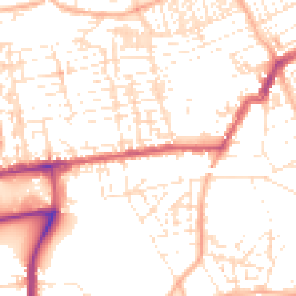 Daytime road noise heatmap for PL2 1AF