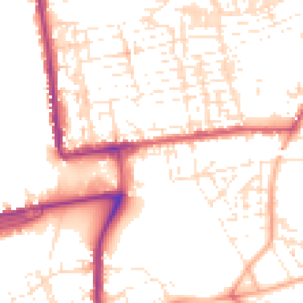 Daytime road noise heatmap for PL2 1AH