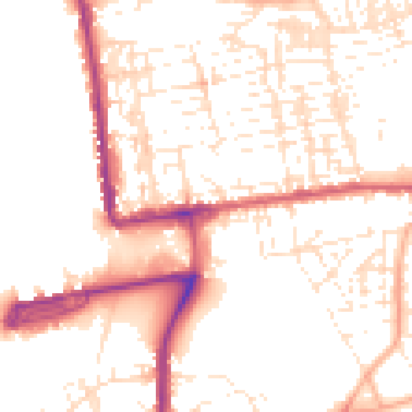 Daytime road noise heatmap for PL2 1AL