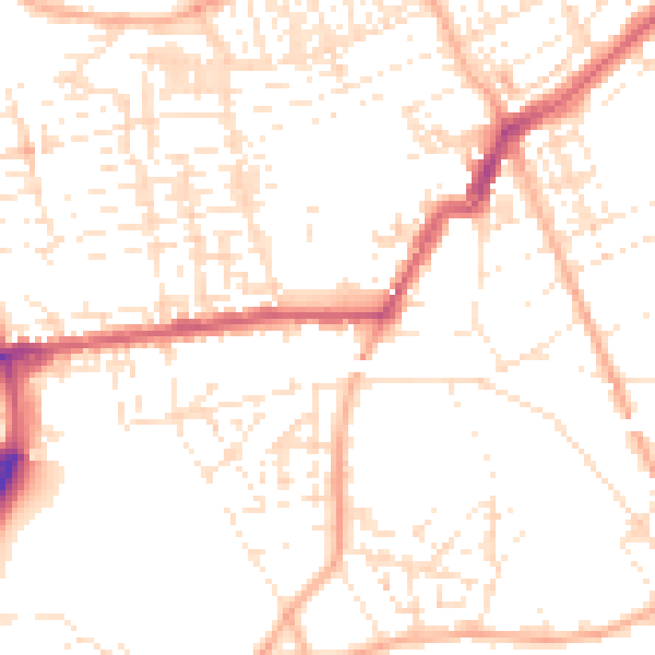 Daytime road noise heatmap for PL2 1AP