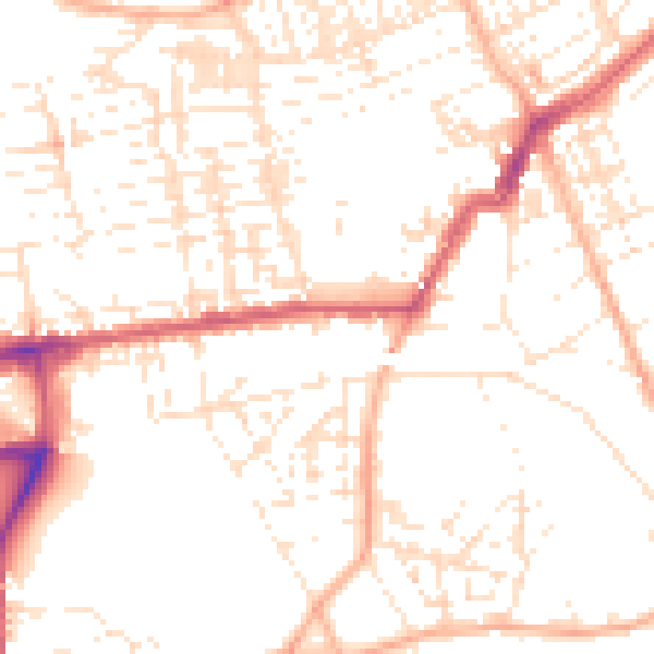 Daytime road noise heatmap for PL2 1AT