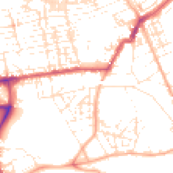 Daytime road noise heatmap for PL2 1AU