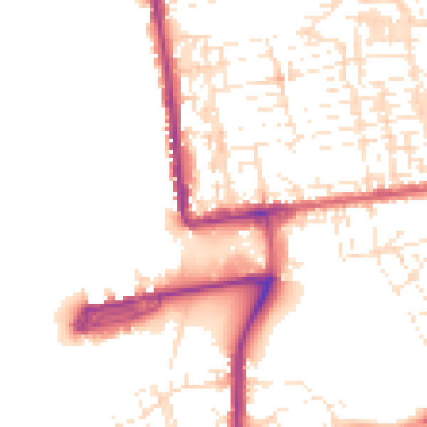 Daytime road noise heatmap for PL2 1AW