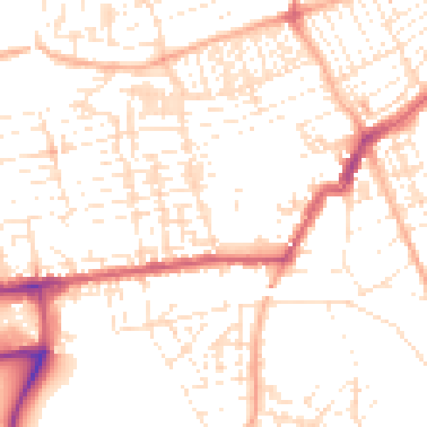 Daytime road noise heatmap for PL2 1AX