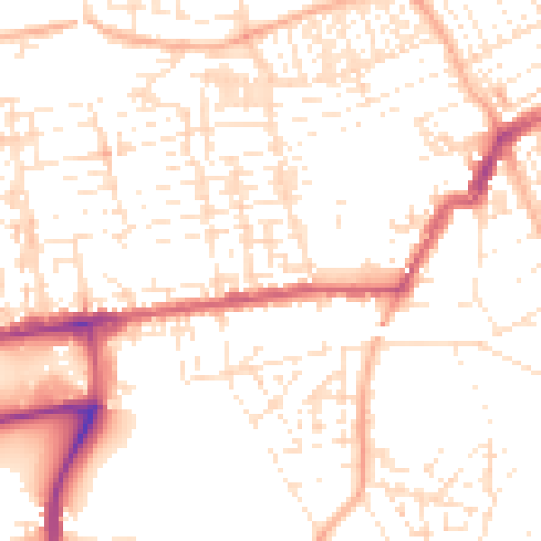 Daytime road noise heatmap for PL2 1AZ