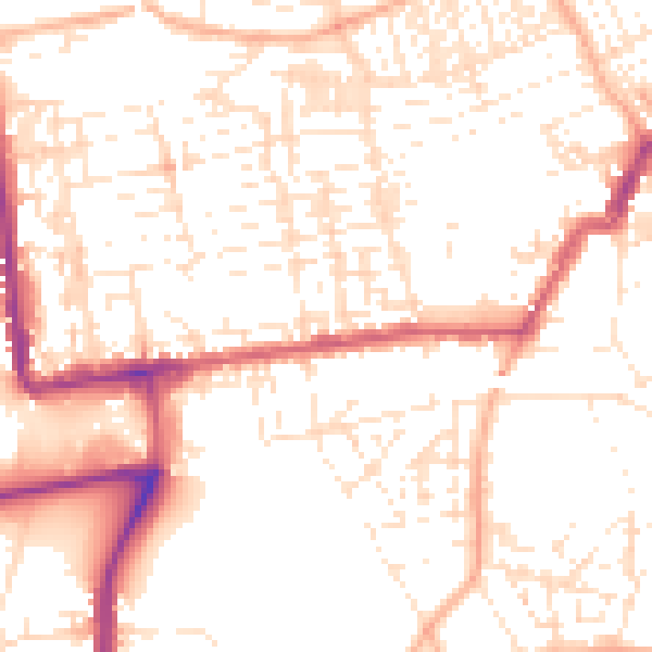 Daytime road noise heatmap for PL2 1BA
