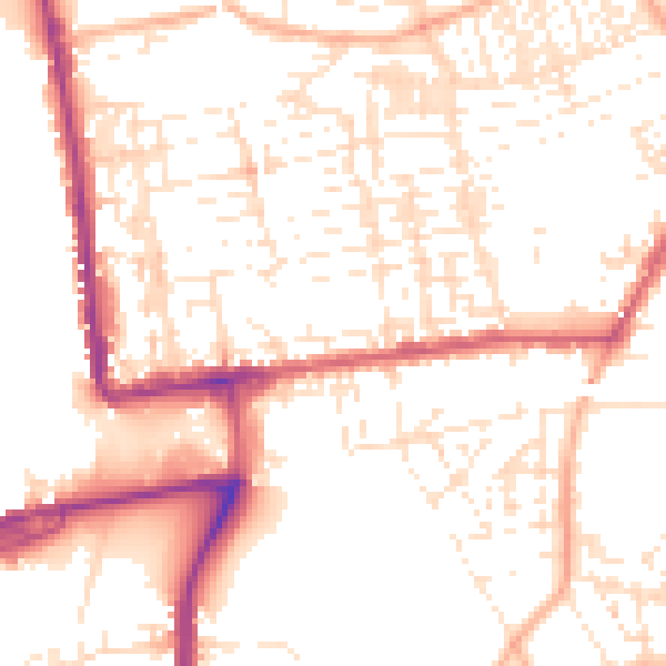 Daytime road noise heatmap for PL2 1BB