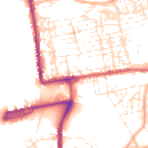 Daytime road noise heatmap for PL2 1BD