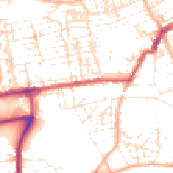 Daytime road noise heatmap for PL2 1BG