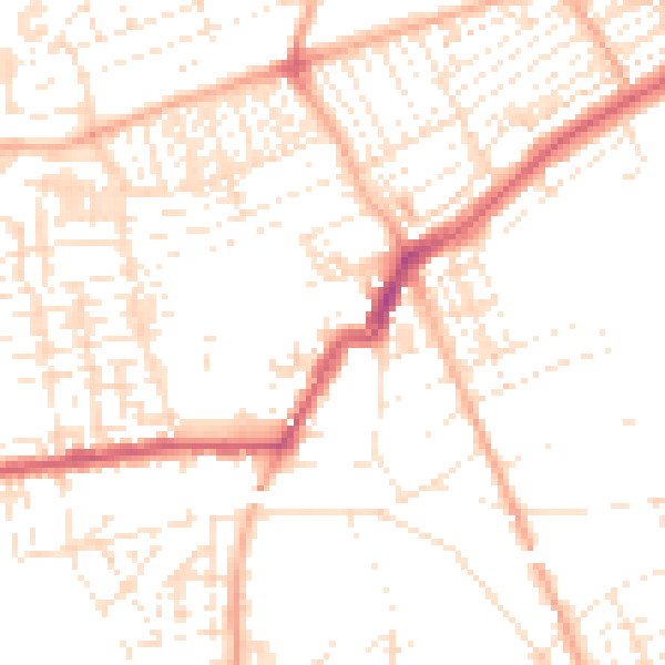 Daytime road noise heatmap for PL2 1BH