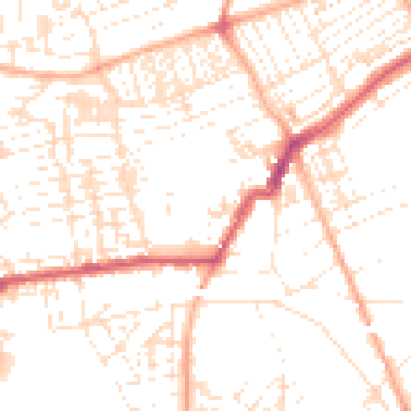 Daytime road noise heatmap for PL2 1BJ
