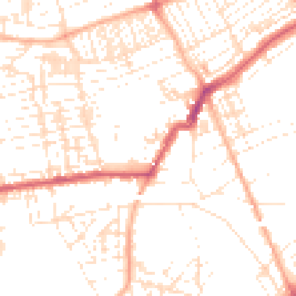 Daytime road noise heatmap for PL2 1BN