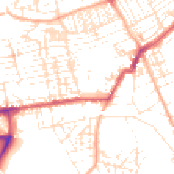 Daytime road noise heatmap for PL2 1BP