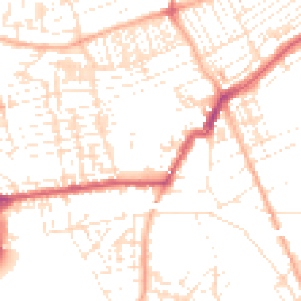 Daytime road noise heatmap for PL2 1BQ