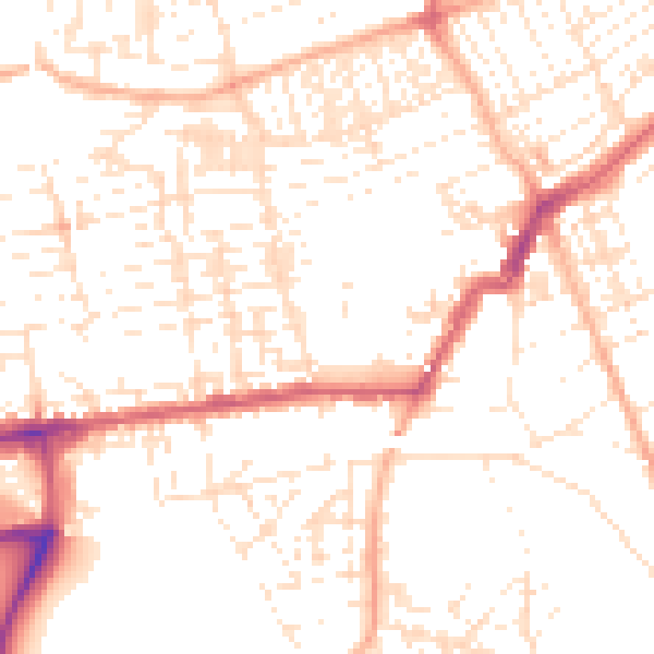 Daytime road noise heatmap for PL2 1BS