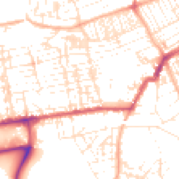 Daytime road noise heatmap for PL2 1BT
