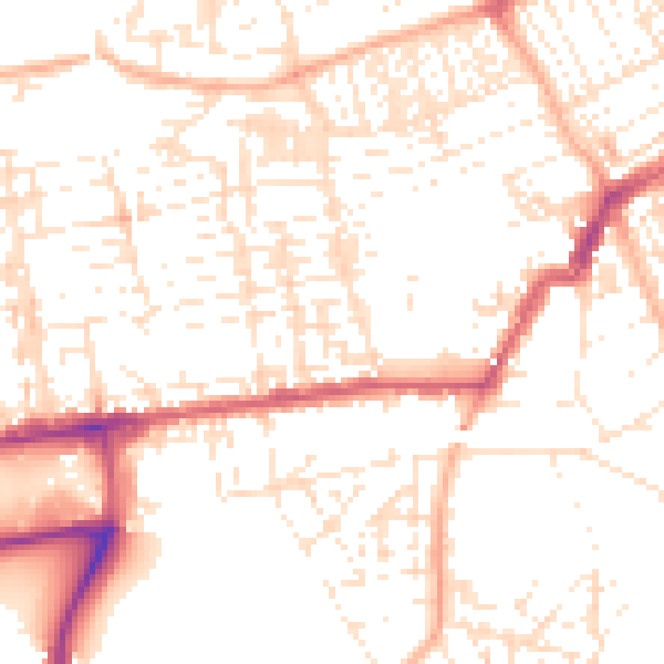 Daytime road noise heatmap for PL2 1BU
