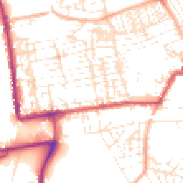 Daytime road noise heatmap for PL2 1BY