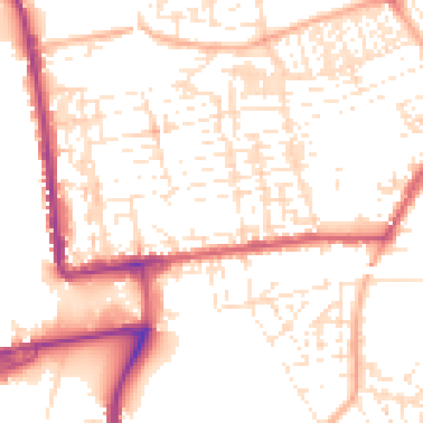 Daytime road noise heatmap for PL2 1BZ