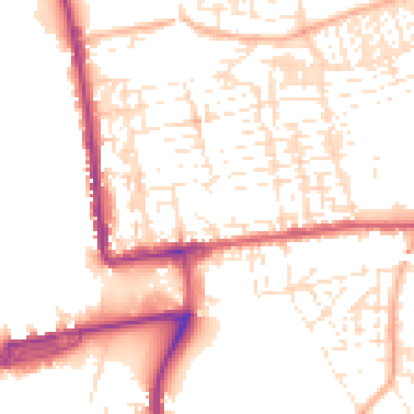 Daytime road noise heatmap for PL2 1DA