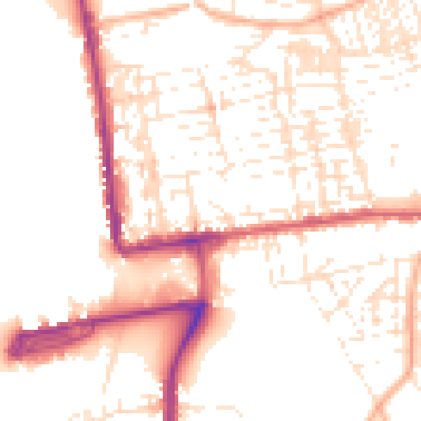 Daytime road noise heatmap for PL2 1DF