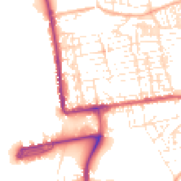 Daytime road noise heatmap for PL2 1DH