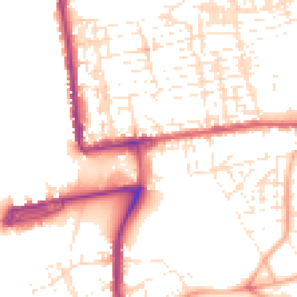 Daytime road noise heatmap for PL2 1DL