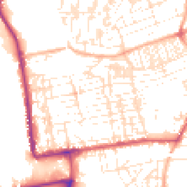 Daytime road noise heatmap for PL2 1DP