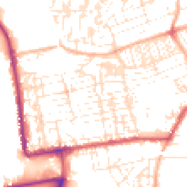 Daytime road noise heatmap for PL2 1ED