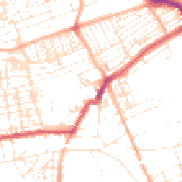 Daytime road noise heatmap for PL2 1EP