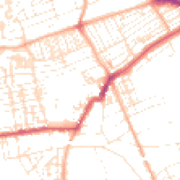 Daytime road noise heatmap for PL2 1EW