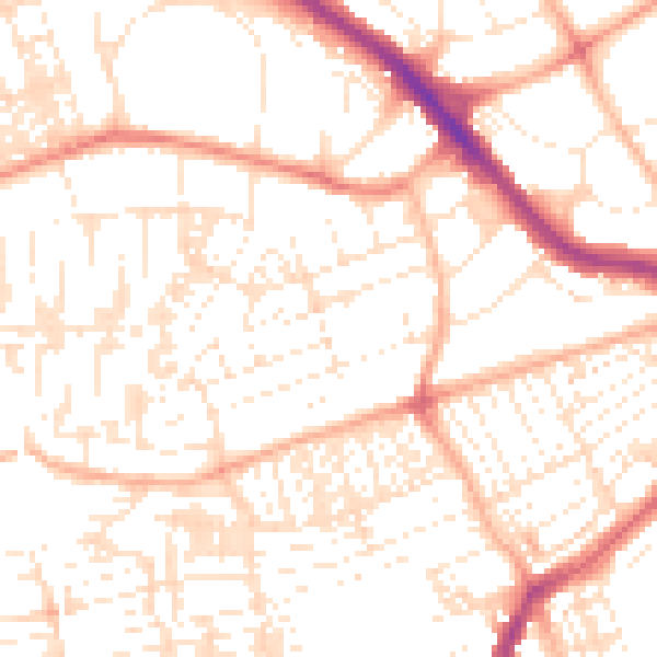 Daytime road noise heatmap for PL2 1FE