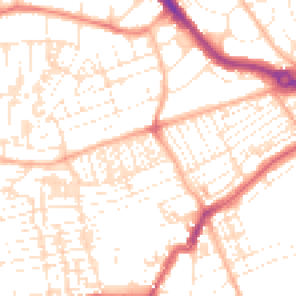 Daytime road noise heatmap for PL2 1HP