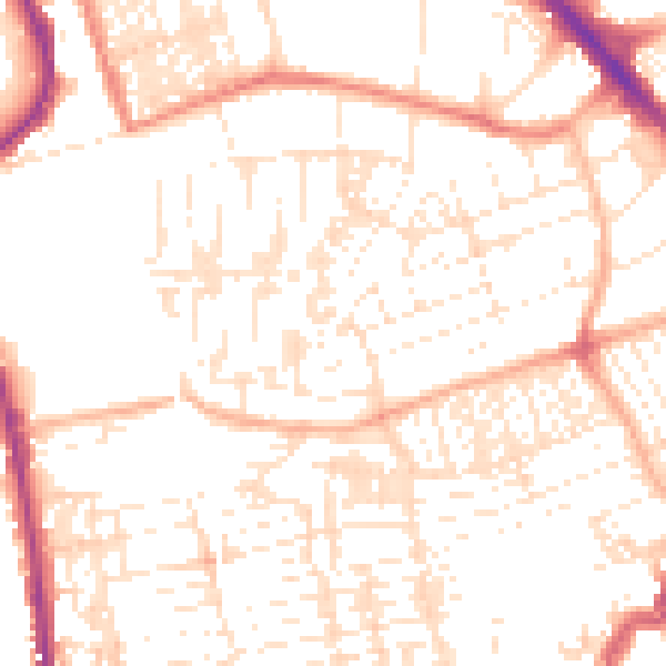 Daytime road noise heatmap for PL2 1JN