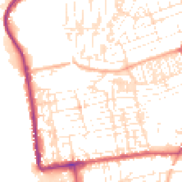 Daytime road noise heatmap for PL2 1JQ