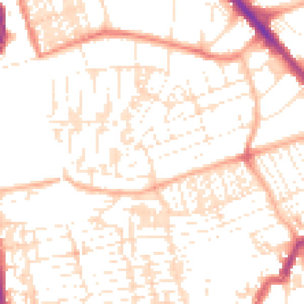 Daytime road noise heatmap for PL2 1JU