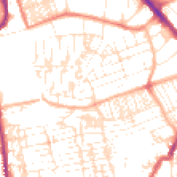 Daytime road noise heatmap for PL2 1JZ